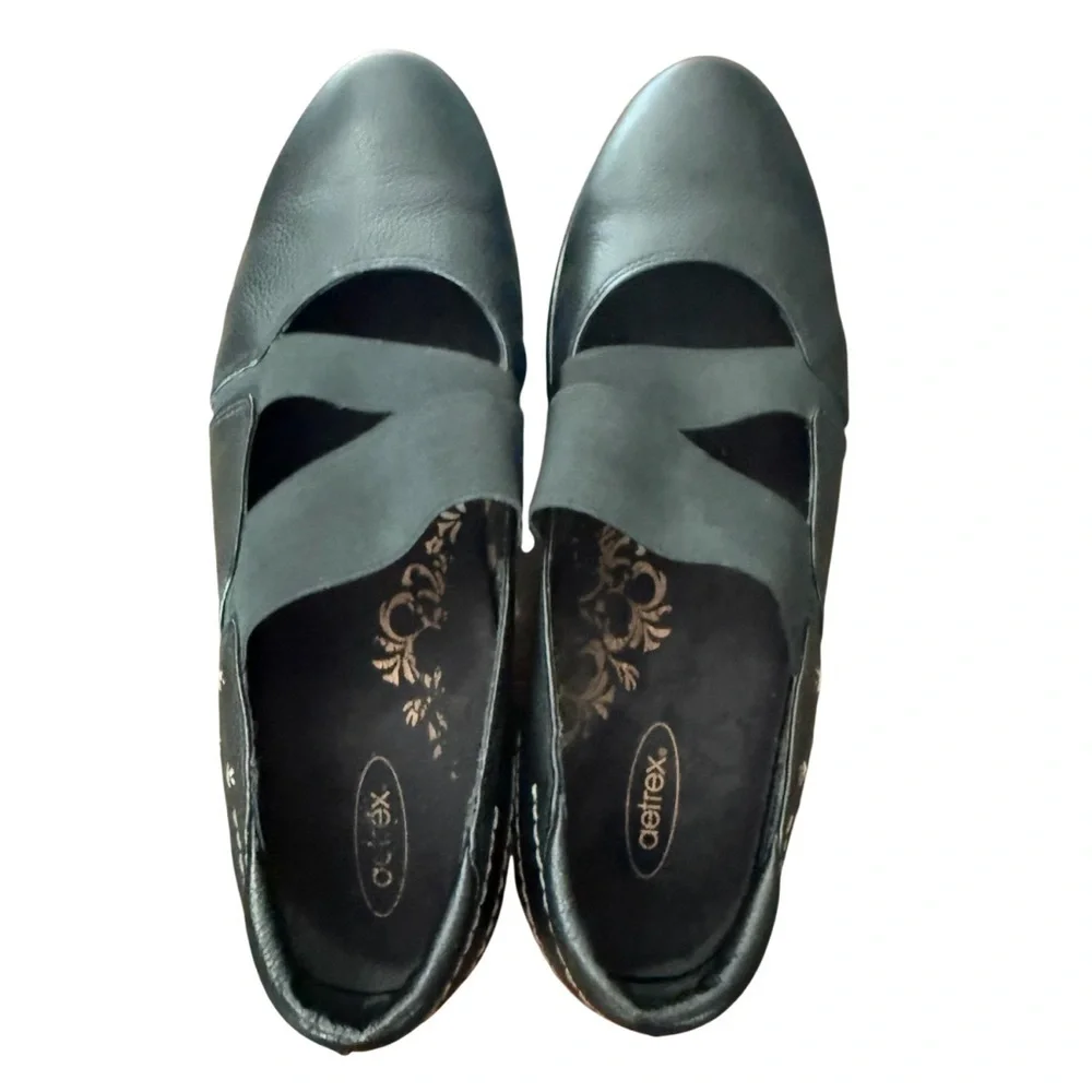 Aetrex Mary Jane Black Leather Shoes-Size9